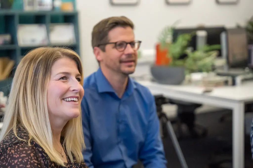 Co-Founders and Directors Nick and Michelle in a meeting